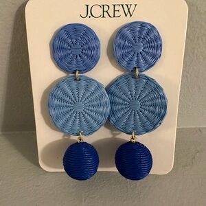 NWT J. Crew Gold and White Drop Raffia Earrings